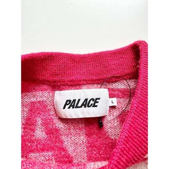 PALACE Check-It Knit Red White Logo Check Wool Blend Crew Neck Sweater, Size L - Picture 12 of 16